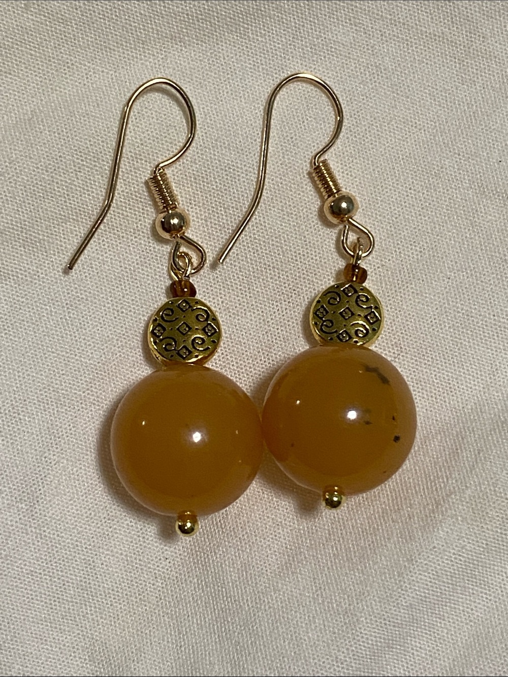 Golden Amber Bead Drop Earrings - Good Vibes Only brand